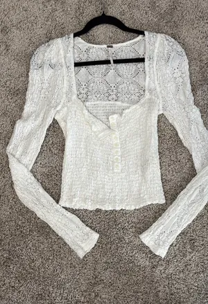 Free people white long sleeve top  thumbnail 1