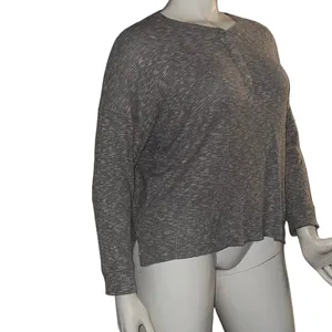 American Eagle Marled Ribbed 1/4 Button Top thumbnail 2