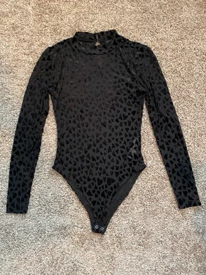 Black High Neck Velvet Bodysuit thumbnail 2