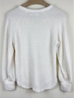 Butter Soft Fuzzy Knit V Neck Balloon Sleeve Sweater Ivory Hollister S Cozy thumbnail 8