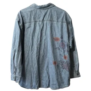 Out of the Blue J. Jill Denim Embroidered Button Down Shirt Women Sz XL Cotton thumbnail 2