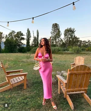 Zara long dress maxi hot pink satin lingerie evening party wedding holiday thumbnail 7