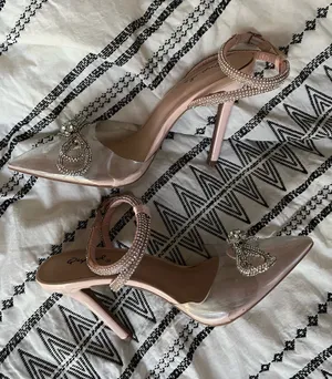 Qupid Blush and Clear Embellished Heels thumbnail 3
