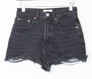 Zara High Rise Button Fly Distressed‎ Denim Shorts Womens Size 4 thumbnail 1