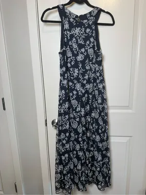 Tommy Hilfiger Navy and White Floral Halter Midi Dress thumbnail 5