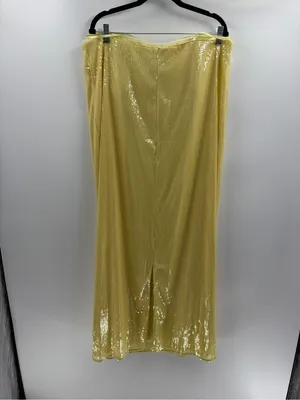 Staud yellow sequined gown wedding guest strapless party event Casey dress sz 16 thumbnail 7