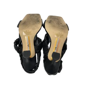 Sam Edelman Marlena Black Ruffle Ruched Slender Slingback Heel Sandals Size 7 thumbnail 4