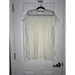 UNBRANDED Cream Crochet Open Knit Beach Cover-Up Size S Boho‎ Beachy thumbnail 3