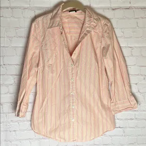 J. Crew Pastel Striped Button-Down 100% cotton‎ Shirt Woman’s Large thumbnail 1