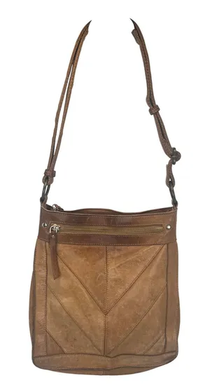 Lucky Brand Brown Leather Patchwork Crossbody Bag‎ Adjustable Strap Boho Western thumbnail 1