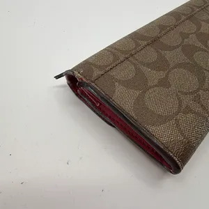 Coach Signature C Flap Brown Coated Canvas Wallet thumbnail 4