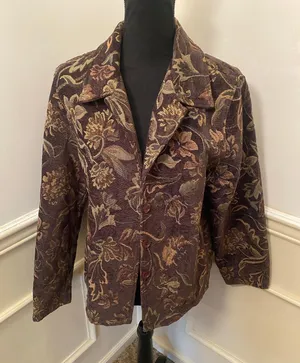 Vintage Robyne Faune Floral Tapestry Structured Jacket Cottagecore Boho Chic Brown Size M thumbnail 1