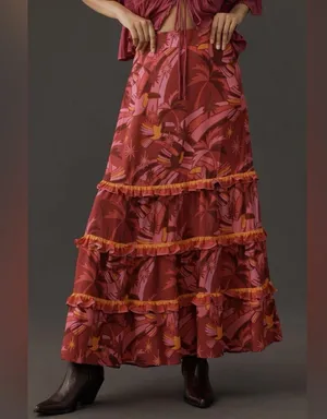 Farm Rio Shirred Tiered Maxi Skirt thumbnail 1