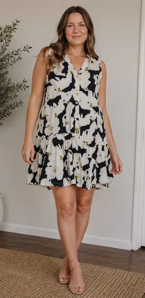 Nine West Oversized Flowy Floral Dress Size XXL Sleeveless Tiered Button Front‎ thumbnail 1