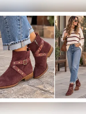 Kork-Ease Kenai Boots leather ankle boots burgundy 6.5 NEW thumbnail 2
