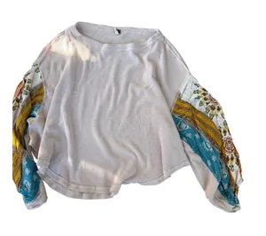 We The Free‎ Free People Pink Waffle Knit Thermal Balloon Sleeve Top Boho S thumbnail 1
