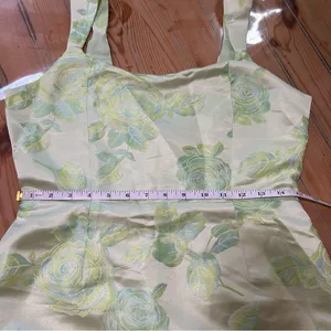 Lulus Brighter Side Light Green Floral Satin Jacquard Mini Dress thumbnail 4