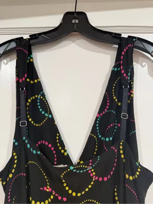 Ambrielle Black Maxi Dress with Pink, Yellow & Teal Dot Circles thumbnail 6