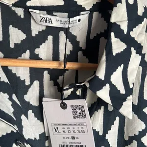 Zara New Long Print Collar Dress Black thumbnail 11