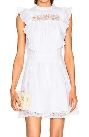Frame Lace Pintuck‎ Ruffle White Dress Ethereal Peasant thumbnail 1