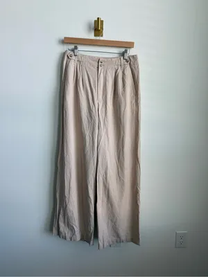 Madewell The Harlow Wide Leg Pants Beige Linen Blend Sailor Waist Size 8 thumbnail 8
