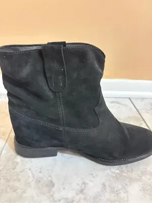 Anthropologie Hidden Heel Black Suede Ankle Boots thumbnail 7