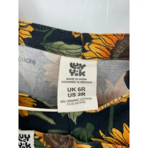 Lucy Yak Sunflowers Overalls Floral Print Summer Jumpsuit Black Yellow Size US 2 thumbnail 4