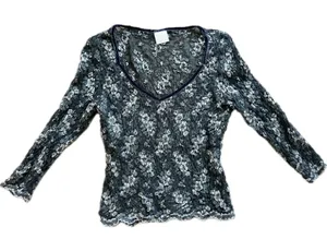 Vintage‎ y2k Moda International Black Lace Whimsy Blouse Top Shirt Whimsygoth thumbnail 1