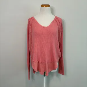 Free People -‎ We The Free Catalina Waffle Thermal Coral Pink Flowy Small thumbnail 2