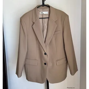 Zara Tan Blazer Pant 2 Piece Set Tan L/XL Career Professional Interview thumbnail 2