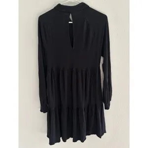 Free People Best‎ Girl Dress Womens Sm Black Mini Linen Blend Tiered Preppy Boho thumbnail 2