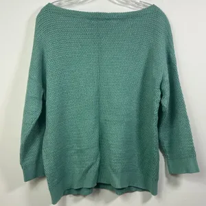 Lauren Ralph Lauren Sage Green Open Knit Cotton Boat Neck Sweater XL NWT thumbnail 6