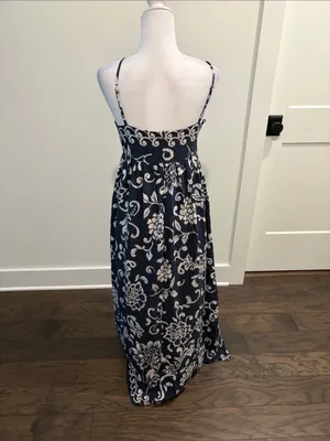 TCEC Blue/Cream Pattern Maxi Dress Sz S thumbnail 4