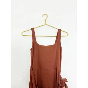 Aritzia Wilfred Saturn Mini Dress Size XS Brown Wrap Stretch Preppy Minimalist thumbnail 5