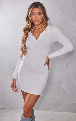 Pretty Little Thing Polo RIBBED KNIT BODYCON MINI DRESS thumbnail 1