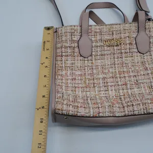 Guess Tweed Tote Women Pink Gold Coquette Small Crossbody Bag thumbnail 3