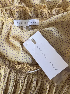 Endless Rose Yellow Ruffle V Neck Empire Waist Blouse Small Sunny thumbnail 3