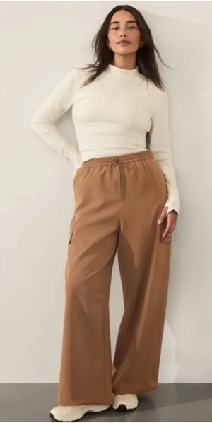 Athleta Promenade Wide Leg Cargo Pants – Walnut Brown – Size L thumbnail 1
