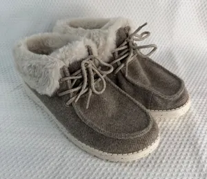Hey Dude Wendy Fold Nut Brown Wool Faux Fur Lined Moccasin Loafers Womens W8 thumbnail 1