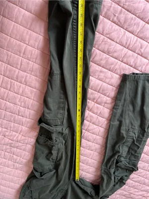 Bershka Olive Green Cargo Pants 4 Pockets Cotton Straight Multicargo Size 4 thumbnail 11