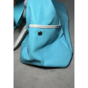 Nicole Miller Tote Bag Womens Large Turquoise PVC Shoulder Travel Zip Studded thumbnail 7