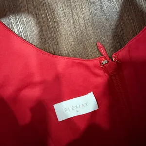 Elexiay Kogi Crochet cut out A Line Mini Dress Square Neck Red $300 M revolve thumbnail 6