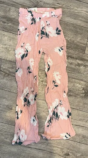 Womens‎ Pink Floral Light Material (Rayon) Pants Size Medium Wide Leg Flare thumbnail 1