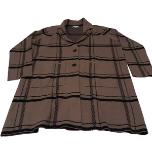 Z Supply Plaid Sweater Jacket Brown Black Button Front Shacket Cozy Medium EUC thumbnail 6