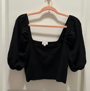 Black Puff Sleeve Top Size L thumbnail 1