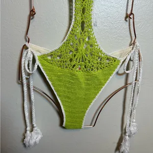 Solid & Striped The Marina Crochet One Piece In Kiwi Green‎ thumbnail 4