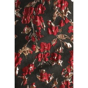 NWT Womens Size Small Lulu's Black Red Floral Jacquard One-Shoulder Mini Dress thumbnail 5