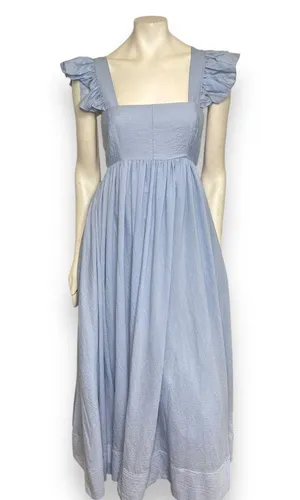 Mable Powder Blue Ruffle Flutter Sleeve Square Neck Tie Back Cut-Out Maxi Dress thumbnail 9