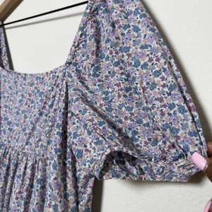 Uniqlo Women Mini Dress XS Ditsy Floral Cottage Tiered Babydoll Purple‎ Wedding thumbnail 6