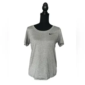 Casual Comfy Stretch Nike Women's Classic Dri-fit Gray Short Sleeve Gym T-Shirt thumbnail 4